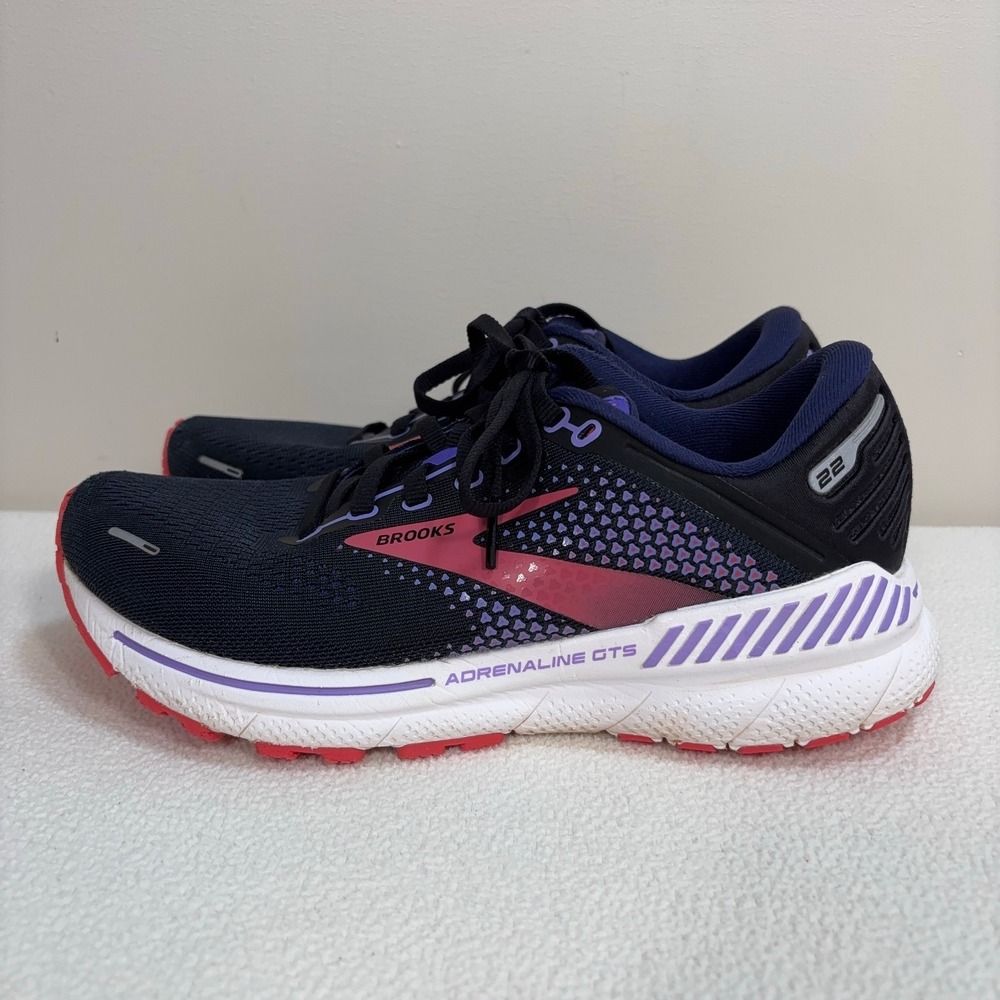 Brooks Adrenaline GTS 22 Shoes Women's‎ 7 B Black Purple Sneakers Run Walk Gym